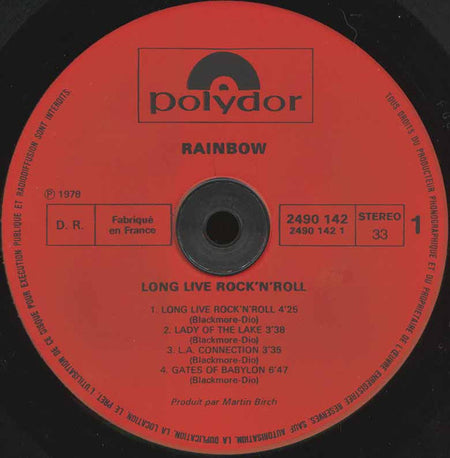 Rainbow : Long Live Rock 'N' Roll (LP, Album, Gat)
