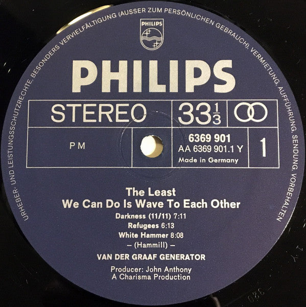 Van Der Graaf Generator : The Least We Can Do Is Wave To Each Other (LP, Album, RP, Gat)