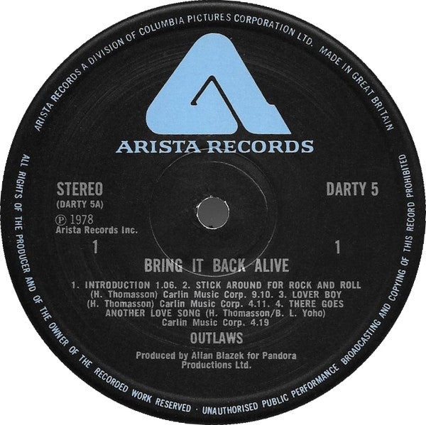 Outlaws : Bring It Back Alive (2xLP, Album)
