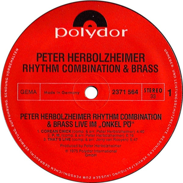 Peter Herbolzheimer Rhythm Combination & Brass : Live Im Onkel Pö (LP, Album)