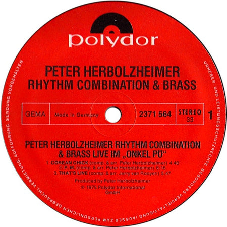 Peter Herbolzheimer Rhythm Combination & Brass : Live Im Onkel Pö (LP, Album)