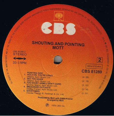 Mott (3) : Shouting And Pointing (LP, Album)