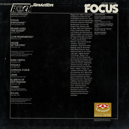 Focus (2) : The Greatest Rock Sensation (LP, Comp)