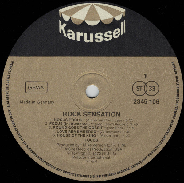 Focus (2) : The Greatest Rock Sensation (LP, Comp)