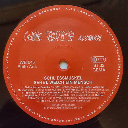 Schliessmuskel : Sehet, Welch Ein Mensch! (LP, Album)