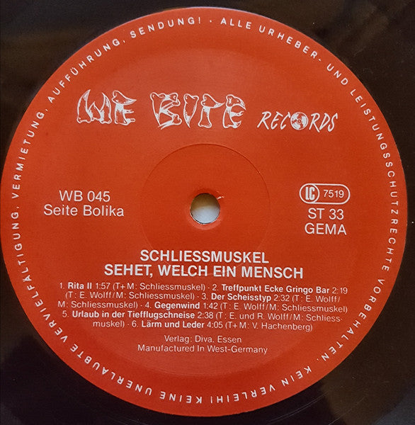 Schliessmuskel : Sehet, Welch Ein Mensch! (LP, Album)