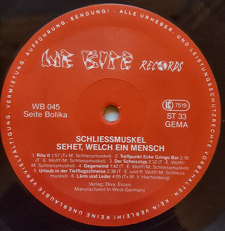Schliessmuskel : Sehet, Welch Ein Mensch! (LP, Album)