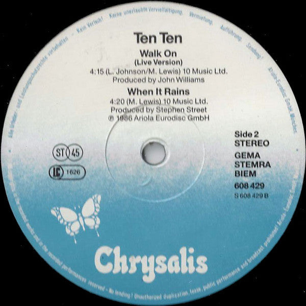 Ten Ten (2) : When It Rains (Extended Version) (12", Maxi)