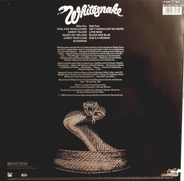 Whitesnake : Ready An' Willing (LP, Album, RE)
