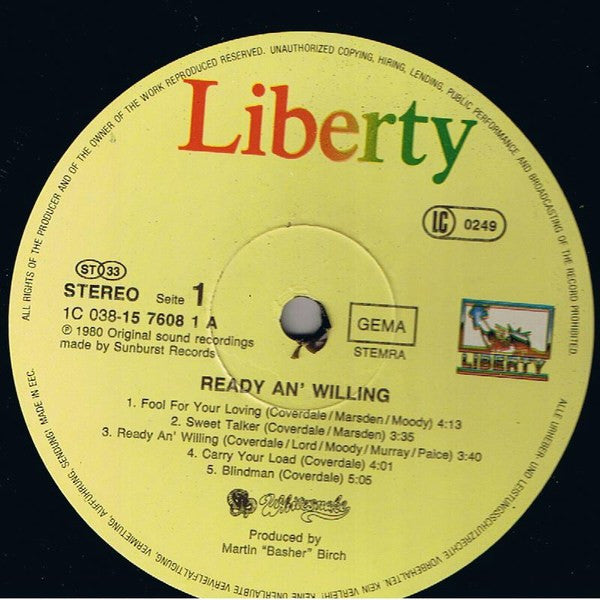 Whitesnake : Ready An' Willing (LP, Album, RE)