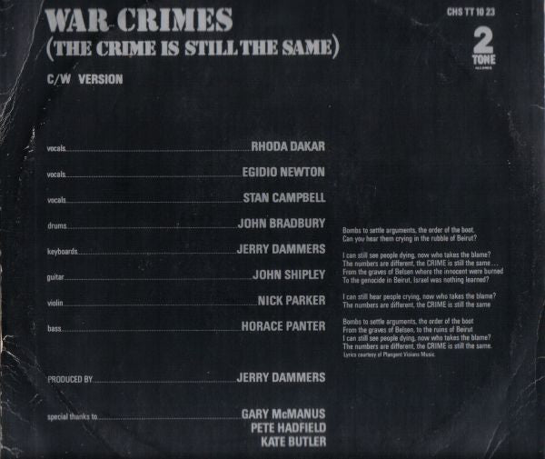 The Special AKA : War Crimes (10", Single)