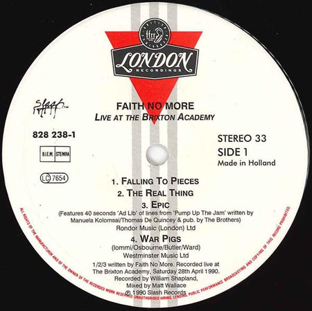 Faith No More : Live At The Brixton Academy (LP, Album)