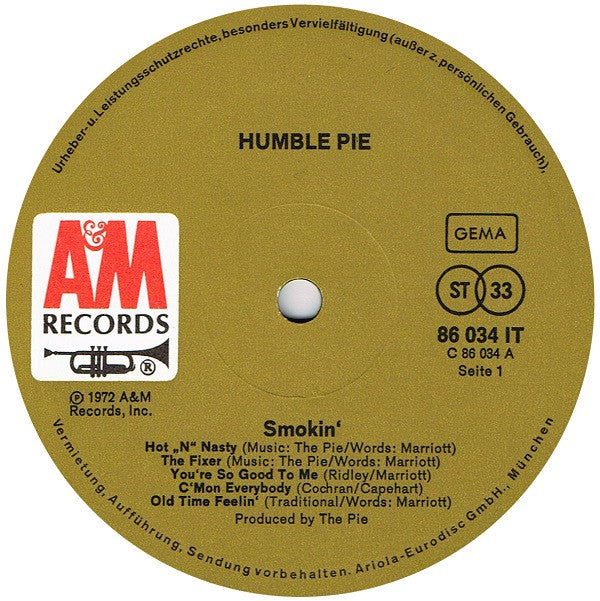 Humble Pie : Smokin' (LP, Album)