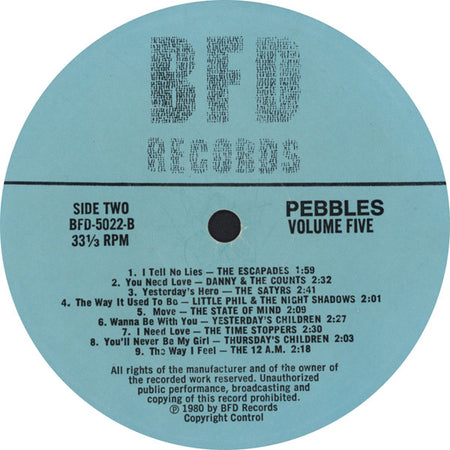 Various : Pebbles Vol. 5 (LP, Comp, Unofficial)