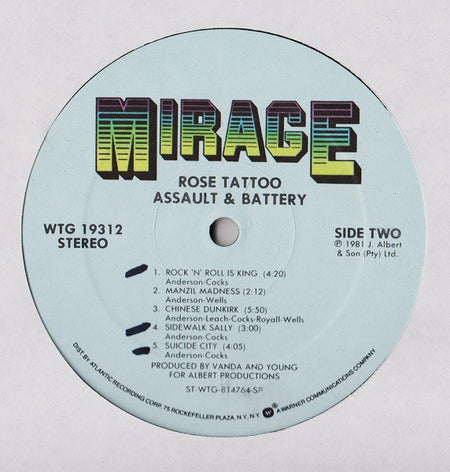Rose Tattoo : Assault & Battery (LP, Album, Spe)