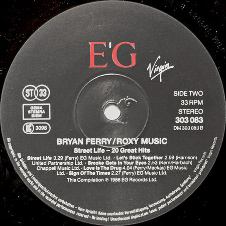 Bryan Ferry / Roxy Music : Street Life - 20 Great Hits (2xLP, Comp, RE, Gat)