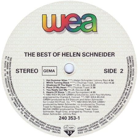 Helen Schneider : The Best Of Helen Schneider (LP, Comp)