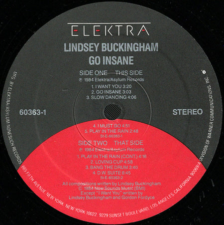 Lindsey Buckingham : Go Insane (LP, Album, Spe)
