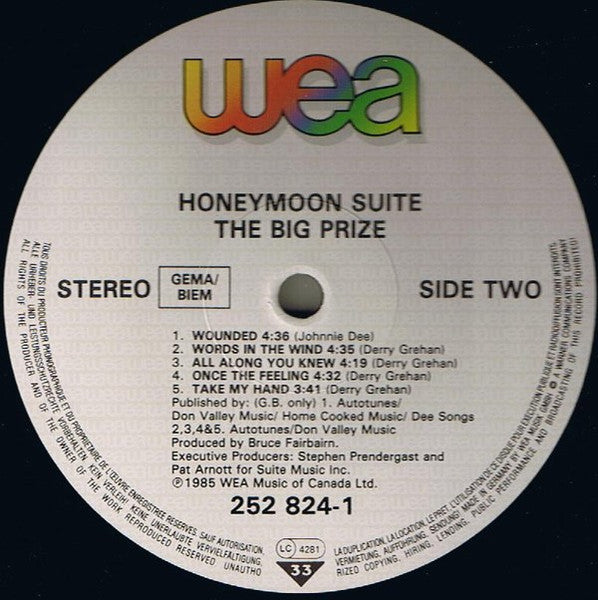 Honeymoon Suite : The Big Prize (LP, Album)