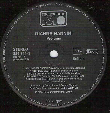 Gianna Nannini - Profumo (LP) (Near Mint (NM or M-))
