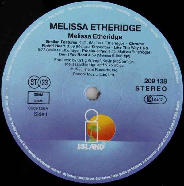 Melissa Etheridge Melissa Etheridge (LP) (Near Mint (NM Or M ))