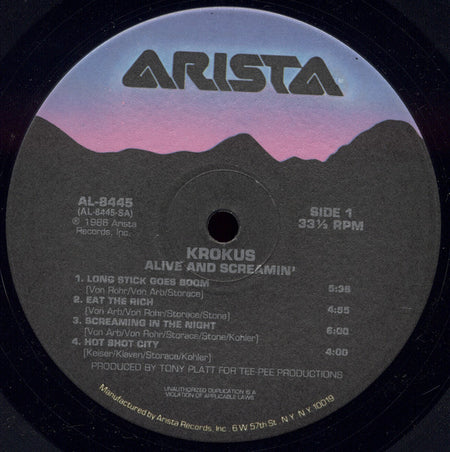 Krokus : Alive And Screamin' (LP, Album)
