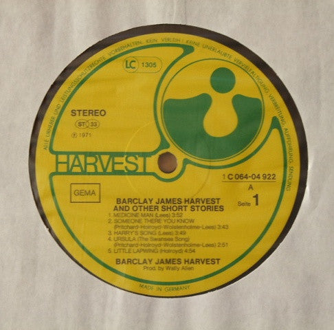 Barclay James Harvest : Barclay James Harvest And Other Short Stories (LP, Album, RE, Gat)