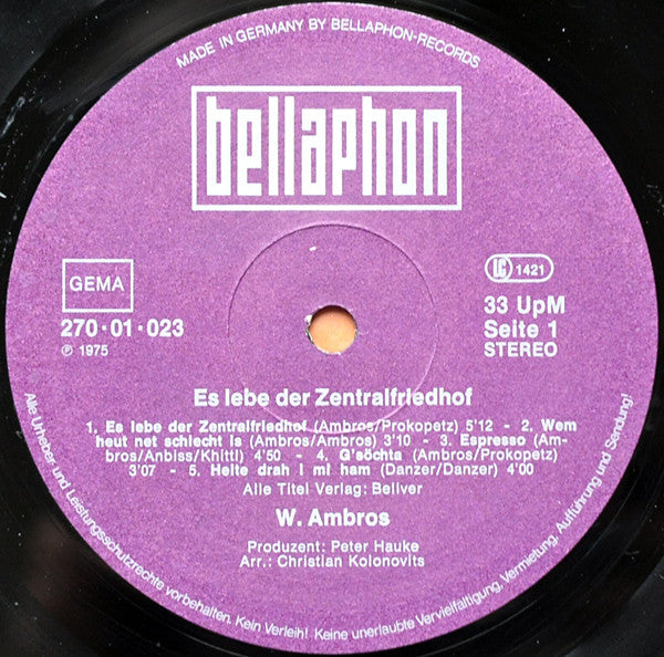 Wolfgang Ambros : Es Lebe Der Zentralfriedhof (LP, Album, RE)