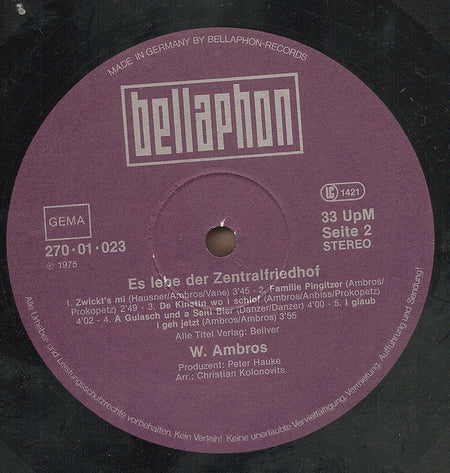 Wolfgang Ambros : Es Lebe Der Zentralfriedhof (LP, Album, RE)