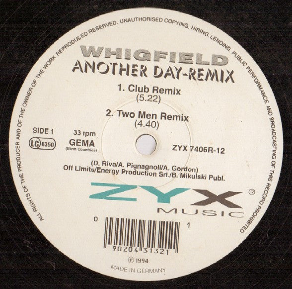 Whigfield : Another Day (Remix) (12")