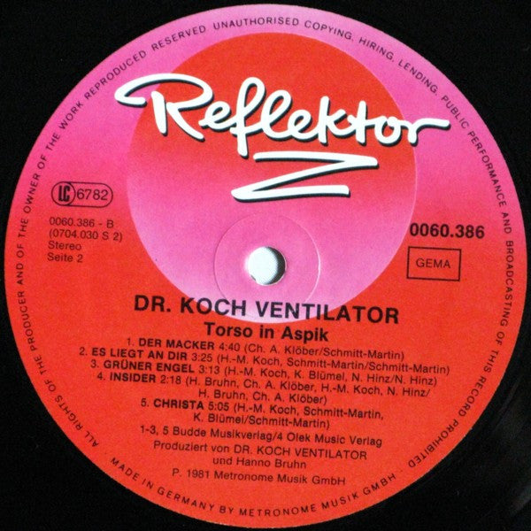 Dr. Koch Ventilator : Torso In Aspik (LP, Album)