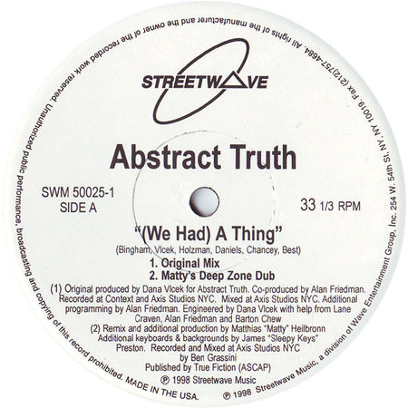 Abstract Truth : (We Had) A Thing (12")