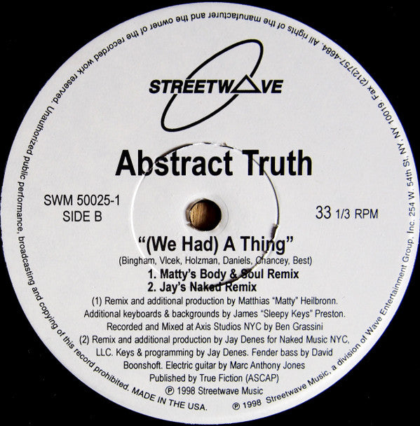 Abstract Truth : (We Had) A Thing (12")