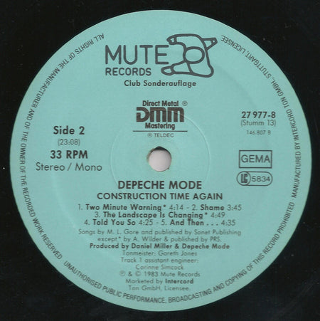 Depeche Mode : Construction Time Again (LP, Album, Club, DMM)
