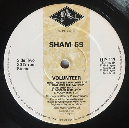 Sham 69 : Volunteer (LP, Album)