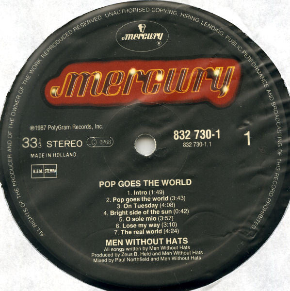 Men Without Hats : Pop Goes The World (LP, Album)