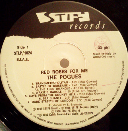 The Pogues : Red Roses For Me (LP, Album, RE)