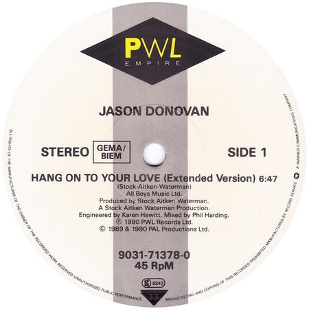 Jason Donovan : Hang On To Your Love (12", Maxi)