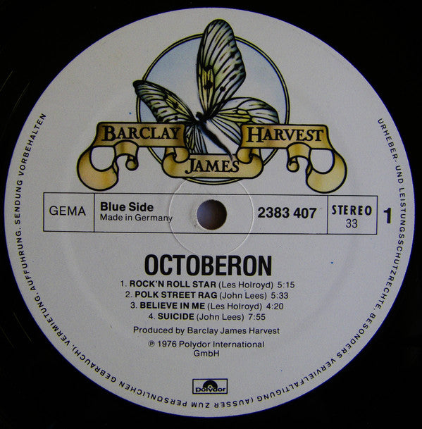 Barclay James Harvest : Octoberon (LP, Album, Emb)