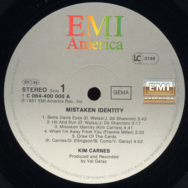 Kim Carnes : Mistaken Identity (LP, Album)