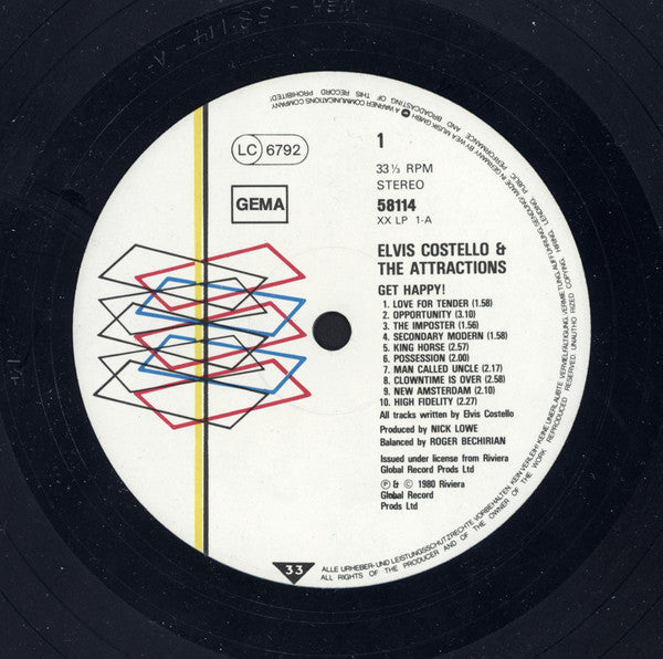 Elvis Costello & The Attractions : Get Happy! (LP, Album)