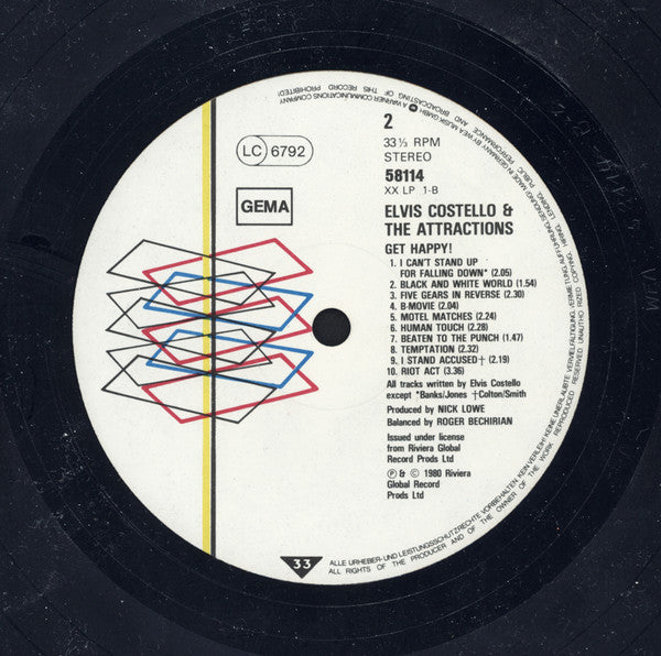 Elvis Costello & The Attractions : Get Happy! (LP, Album)