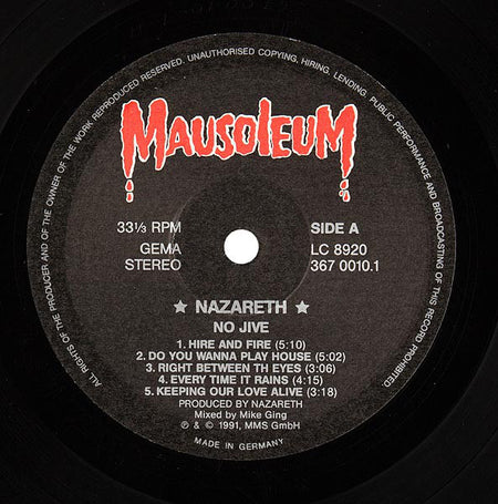 Nazareth (2) : No Jive (LP, Album)