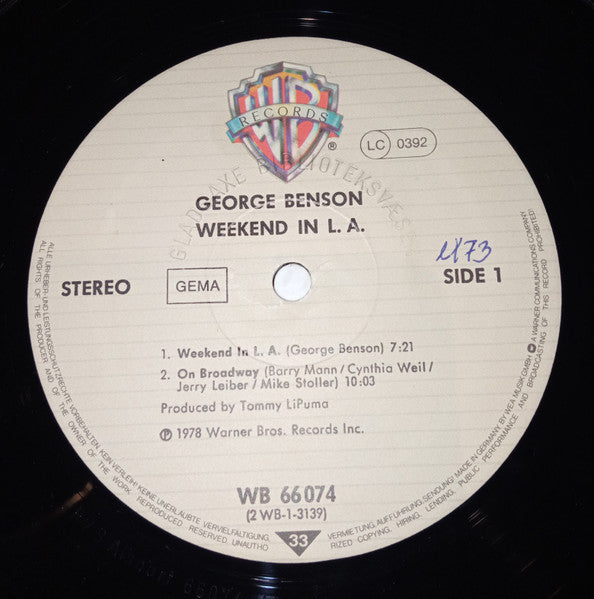 George Benson : Weekend In L.A. (2xLP, Album, RE, Gat)