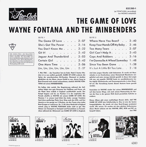 Wayne Fontana & The Mindbenders : The Game Of Love (LP, Album, Mono, RE)