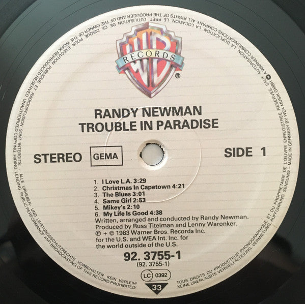 Randy Newman : Trouble In Paradise (LP, Album)