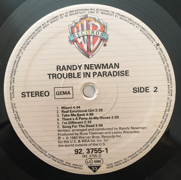 Randy Newman : Trouble In Paradise (LP, Album)