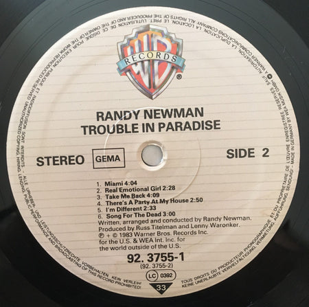 Randy Newman : Trouble In Paradise (LP, Album)