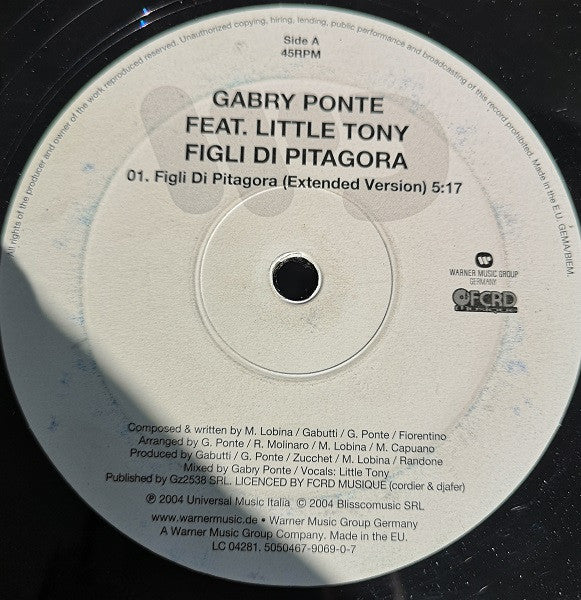 Gabry Ponte Feat. Little Tony : Figli Di Pitagora (12")