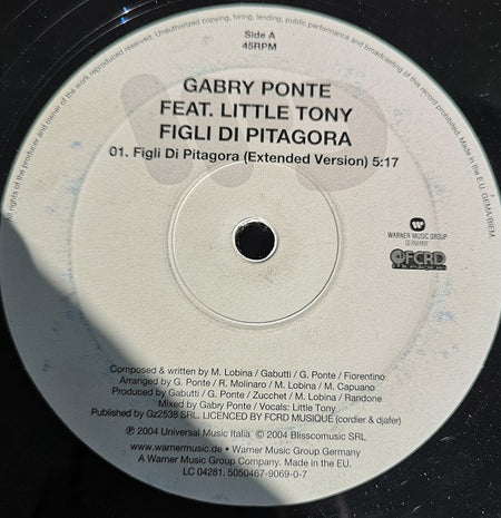 Gabry Ponte Feat. Little Tony : Figli Di Pitagora (12")
